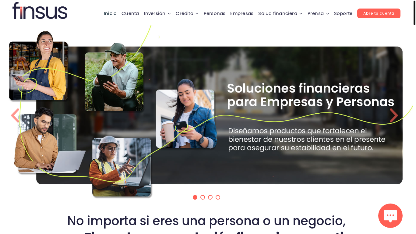 website screenshot of https://finsus.mx/