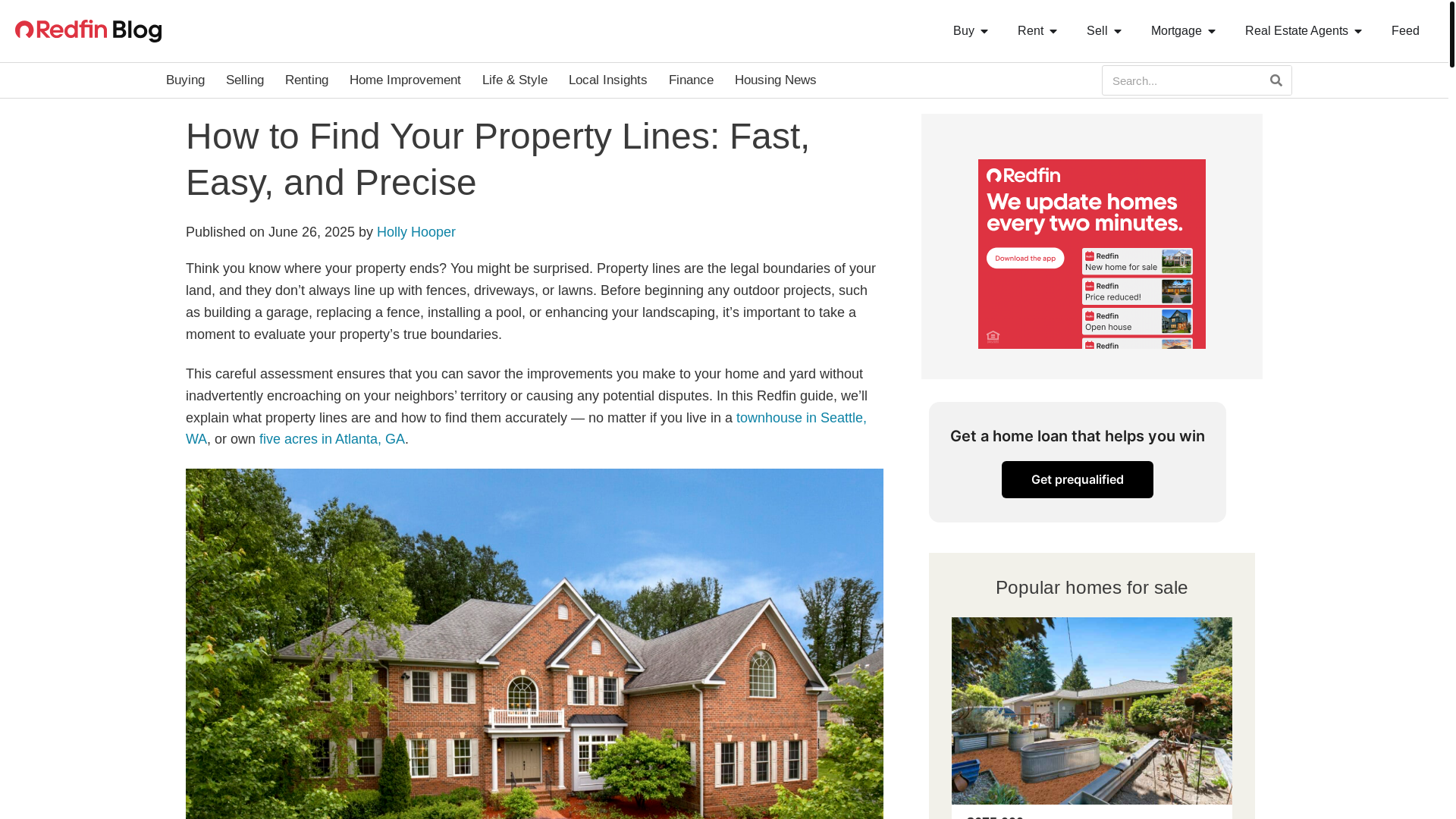 website screenshot of https://www.redfin.com/blog/how-to-find-property-lines/