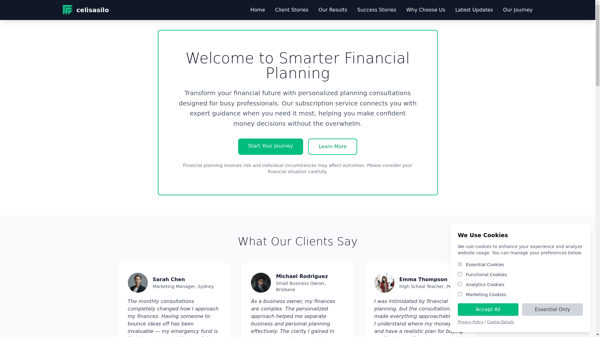 website screenshot of https://celisasilo.com