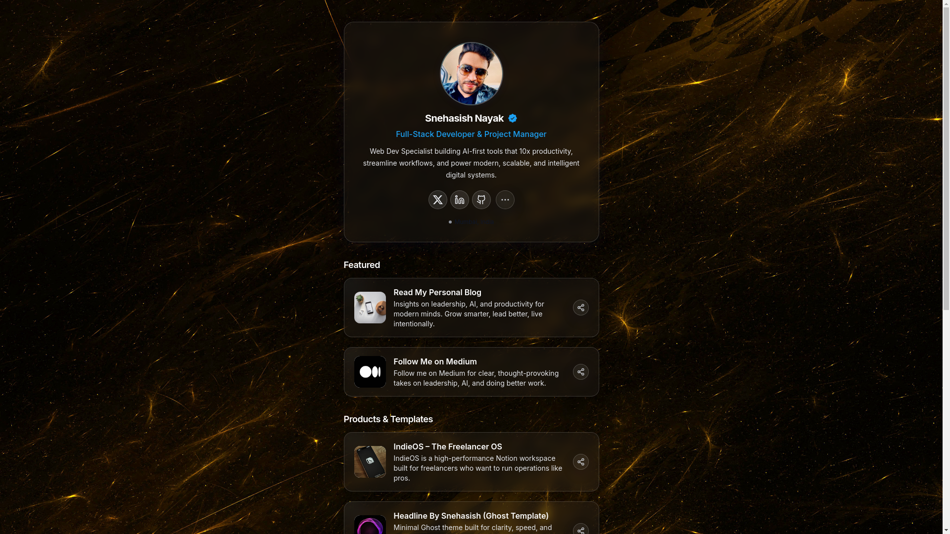 website screenshot of https://snayak.pages.dev/
