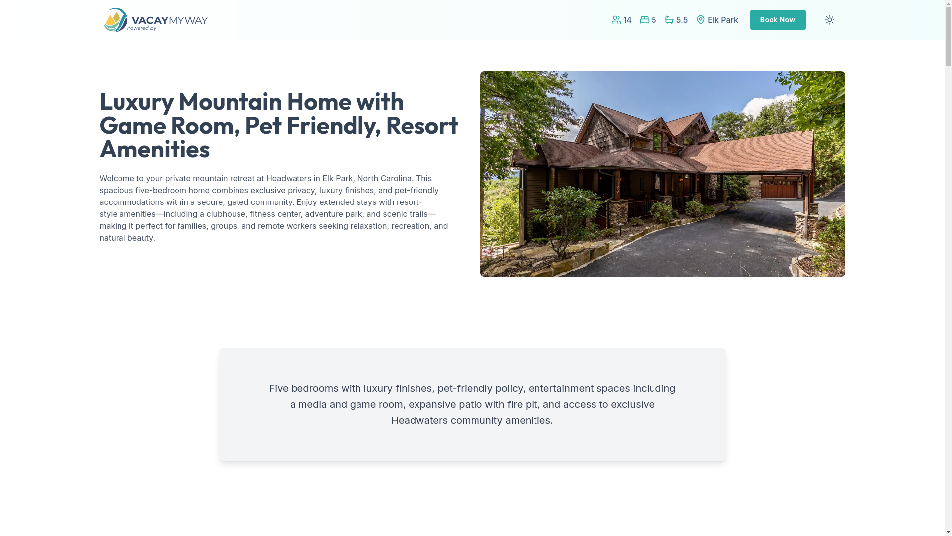 website screenshot of https://elkparkviews.house/