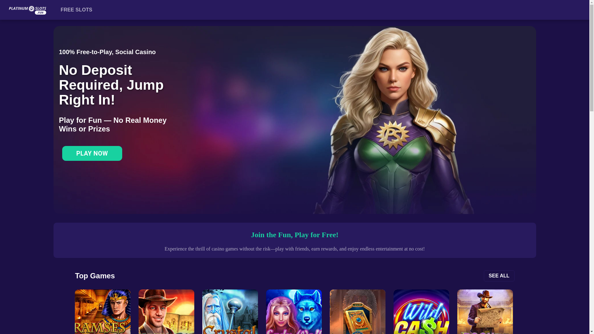 website screenshot of https://platinumslots.games/