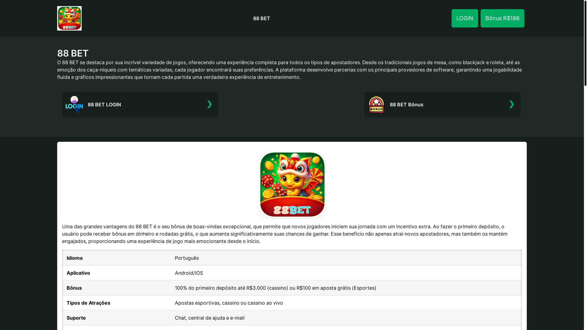 website screenshot of https://88bet-login.com/