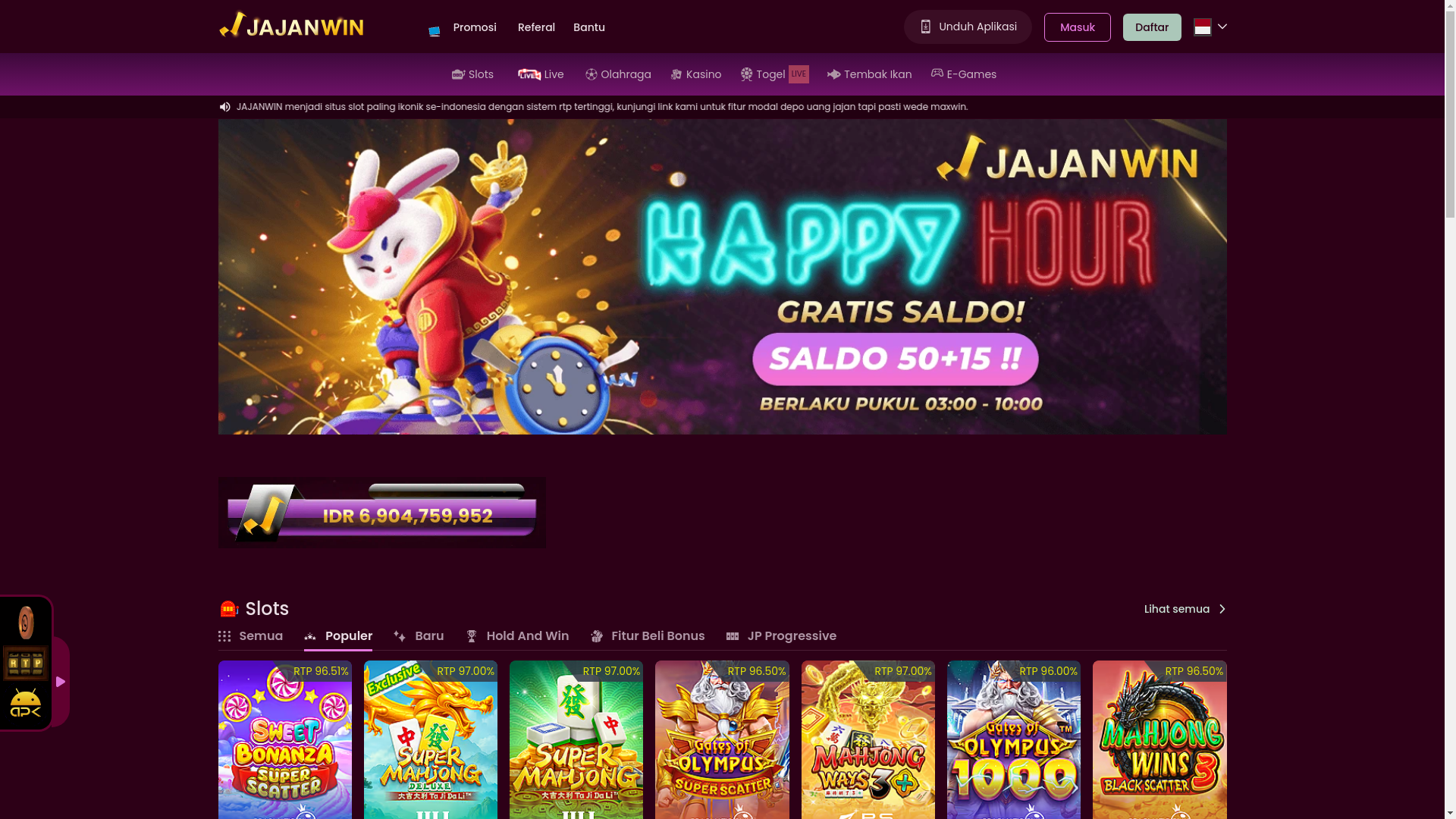 website screenshot of https://jajawinhoki.shop/