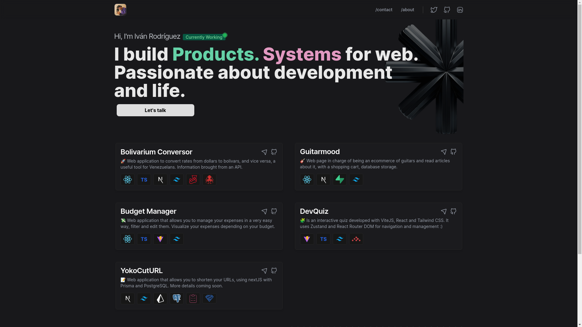 website screenshot of https://ivanosdev.online/