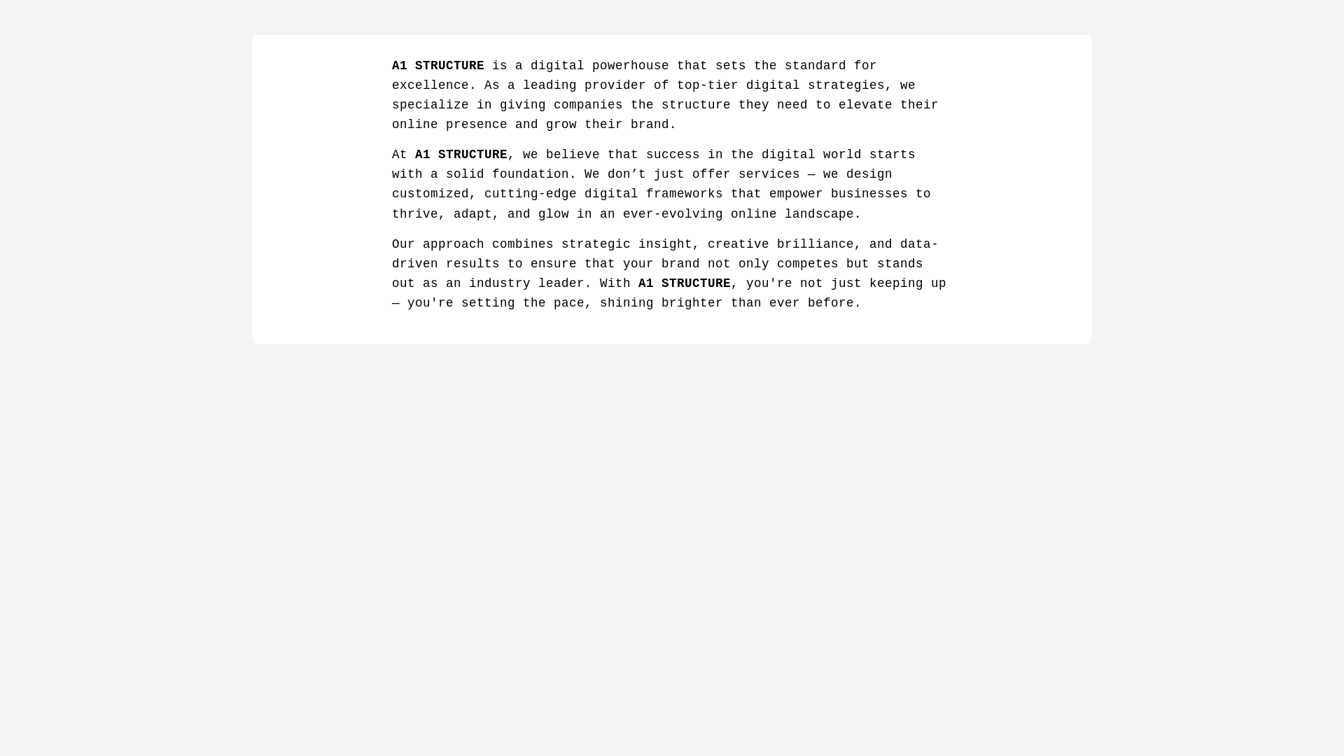 website screenshot of https://a1structure.com/
