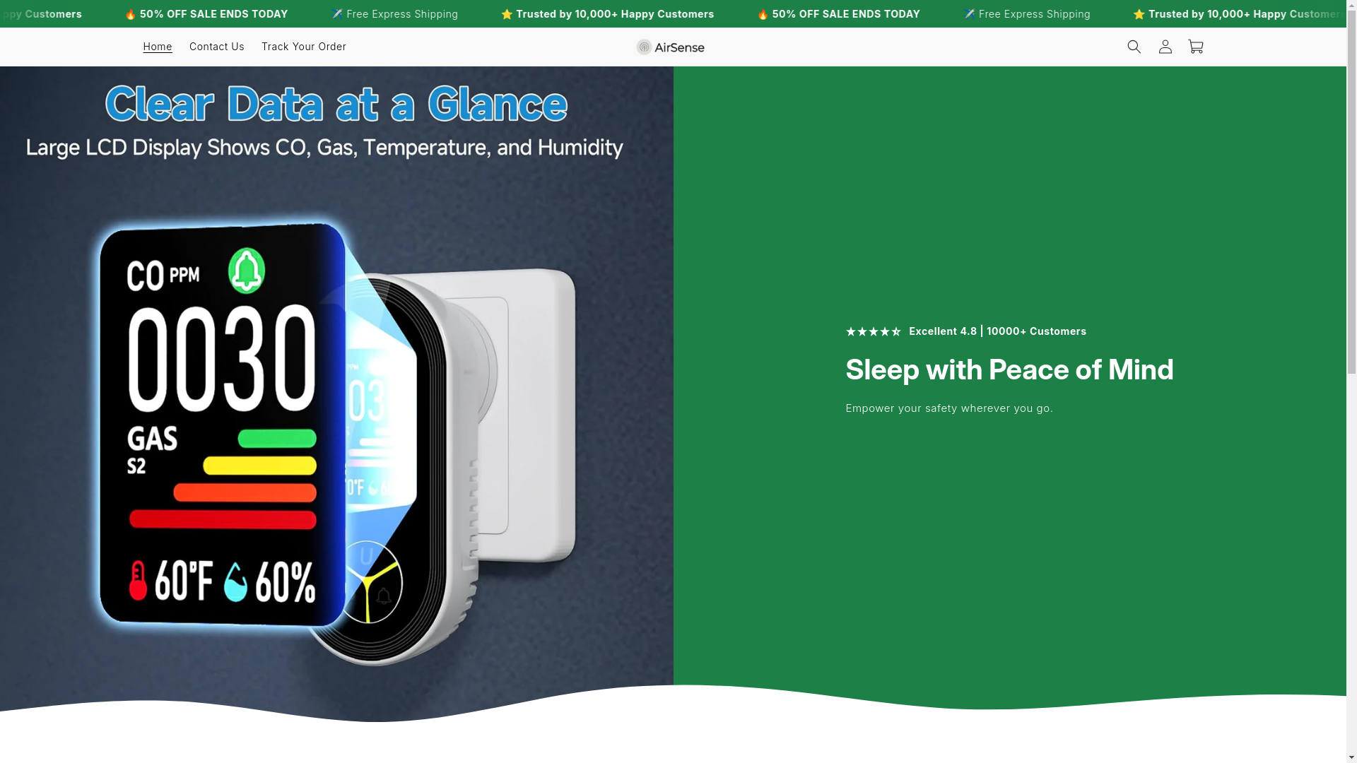 website screenshot of https://theairsense.shop/
