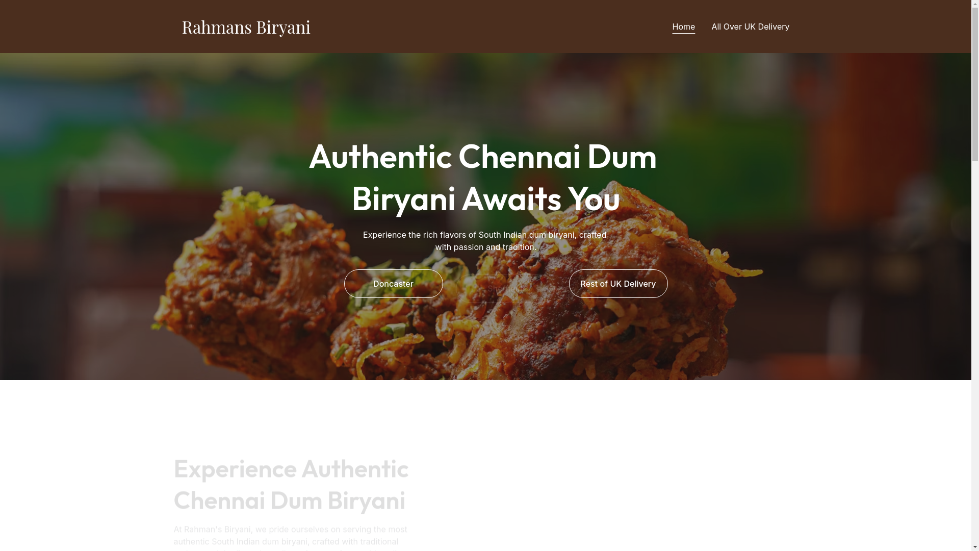 website screenshot of https://rahmansbiryani.co.uk/
