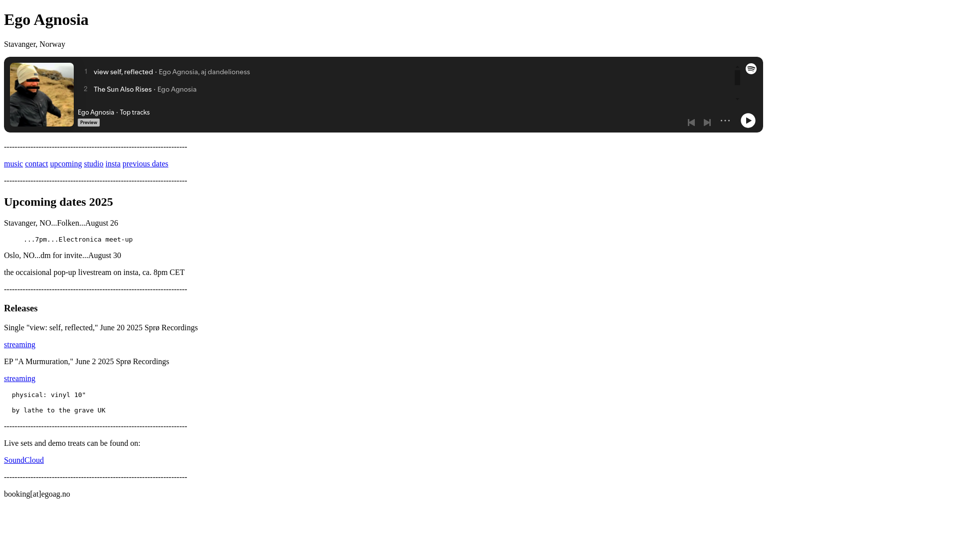 website screenshot of https://egoagnosia.no/