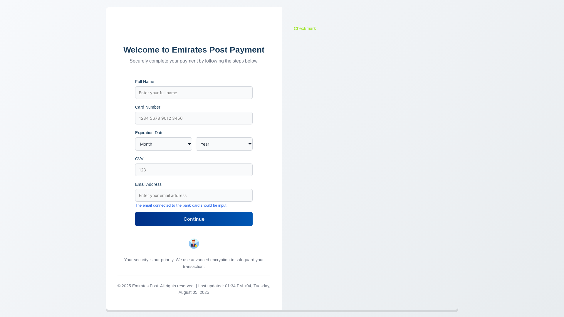 website screenshot of https://uaepostservicepostalemiratescouriers.pages.dev/