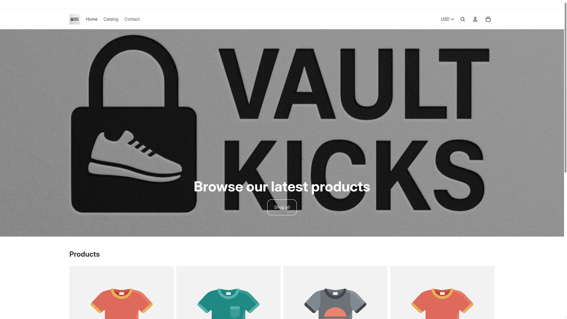 website screenshot of https://vaultkickz.com/