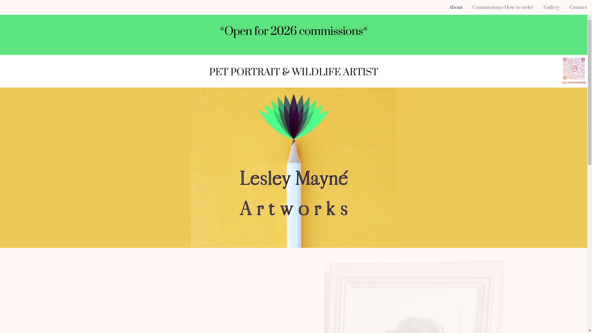 website screenshot of https://lesleymayneartworks-petportraitartist.com/