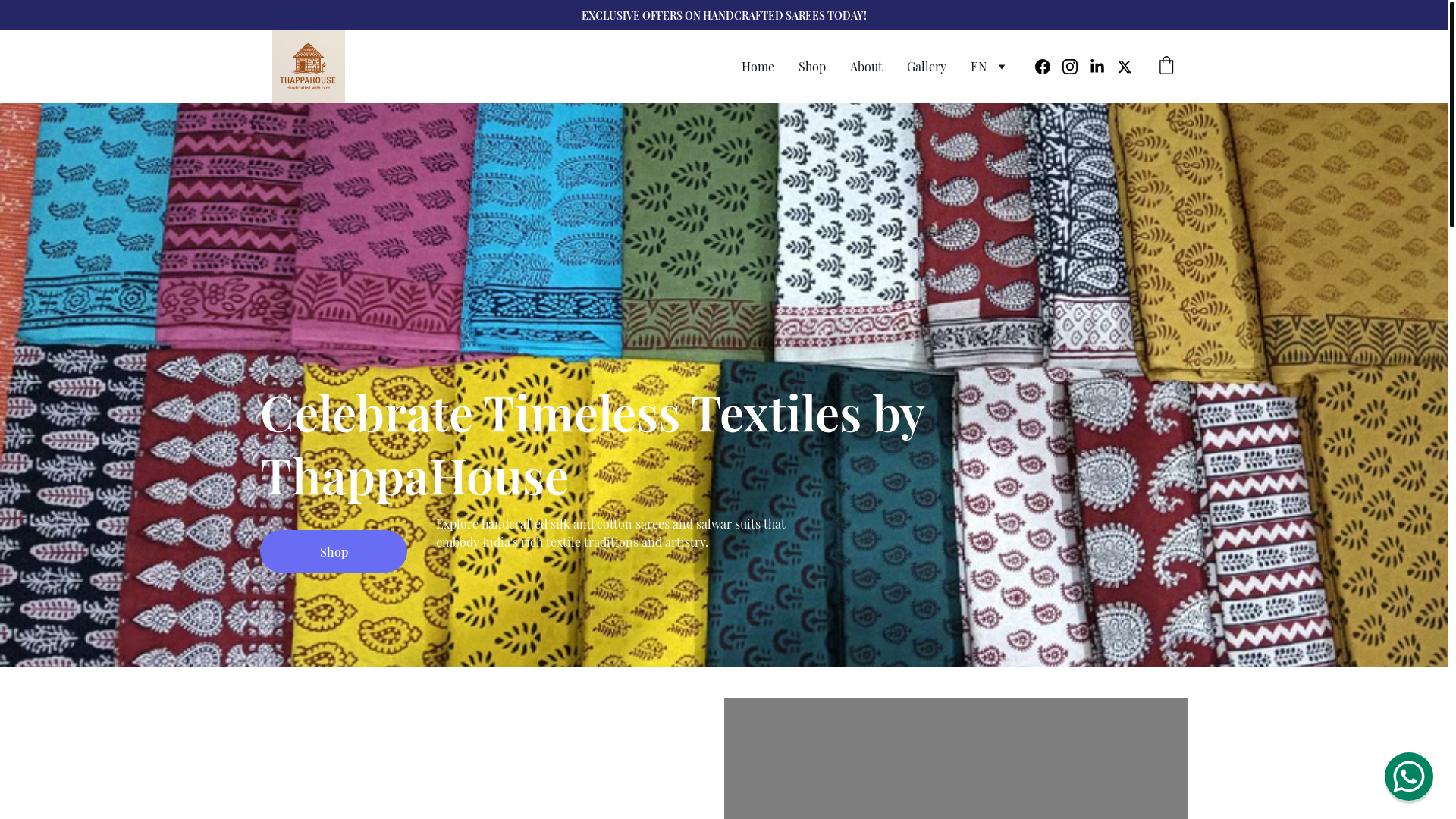 website screenshot of https://thappahouse.shop/