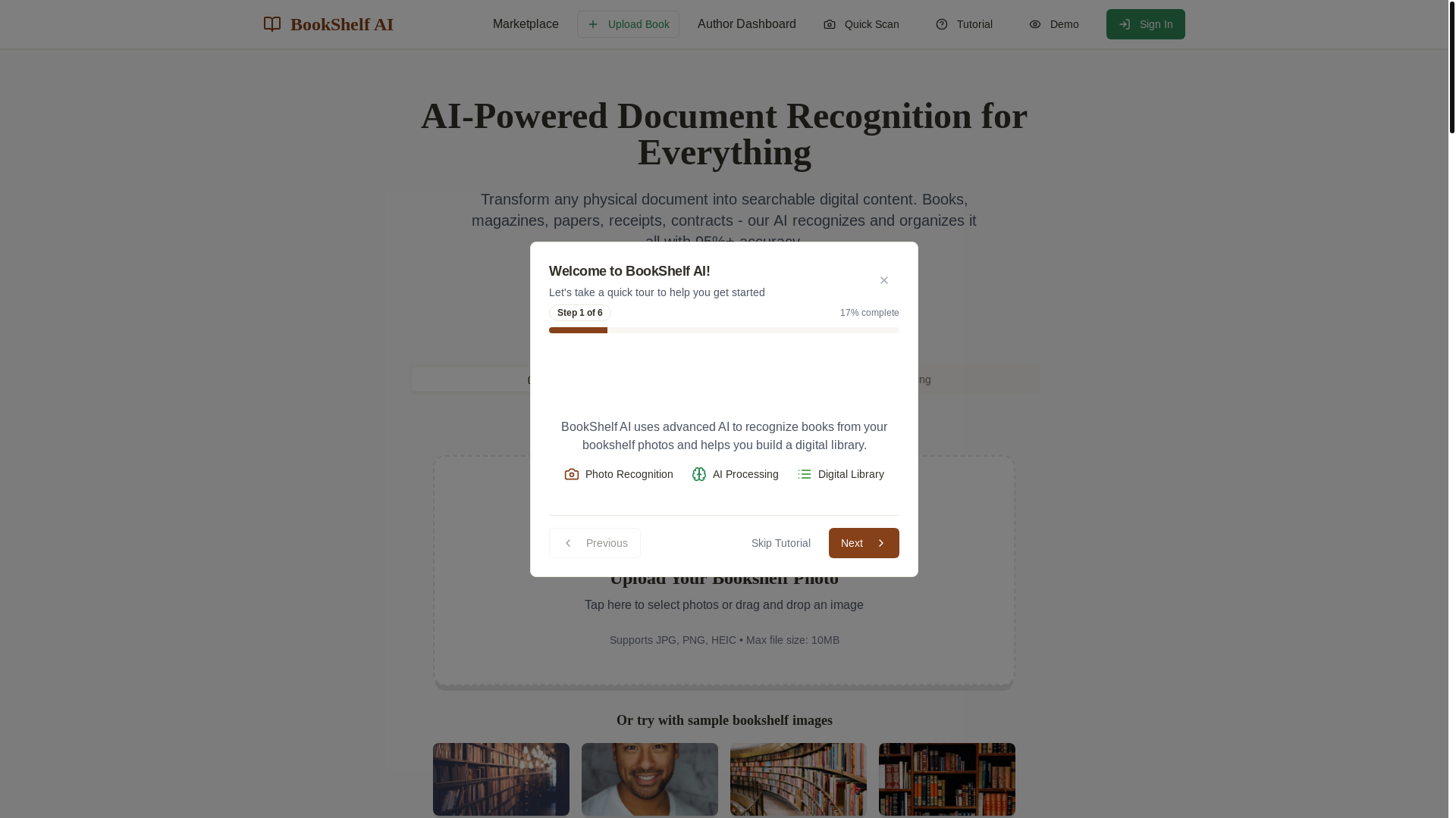 website screenshot of https://bookshelfscan.com/