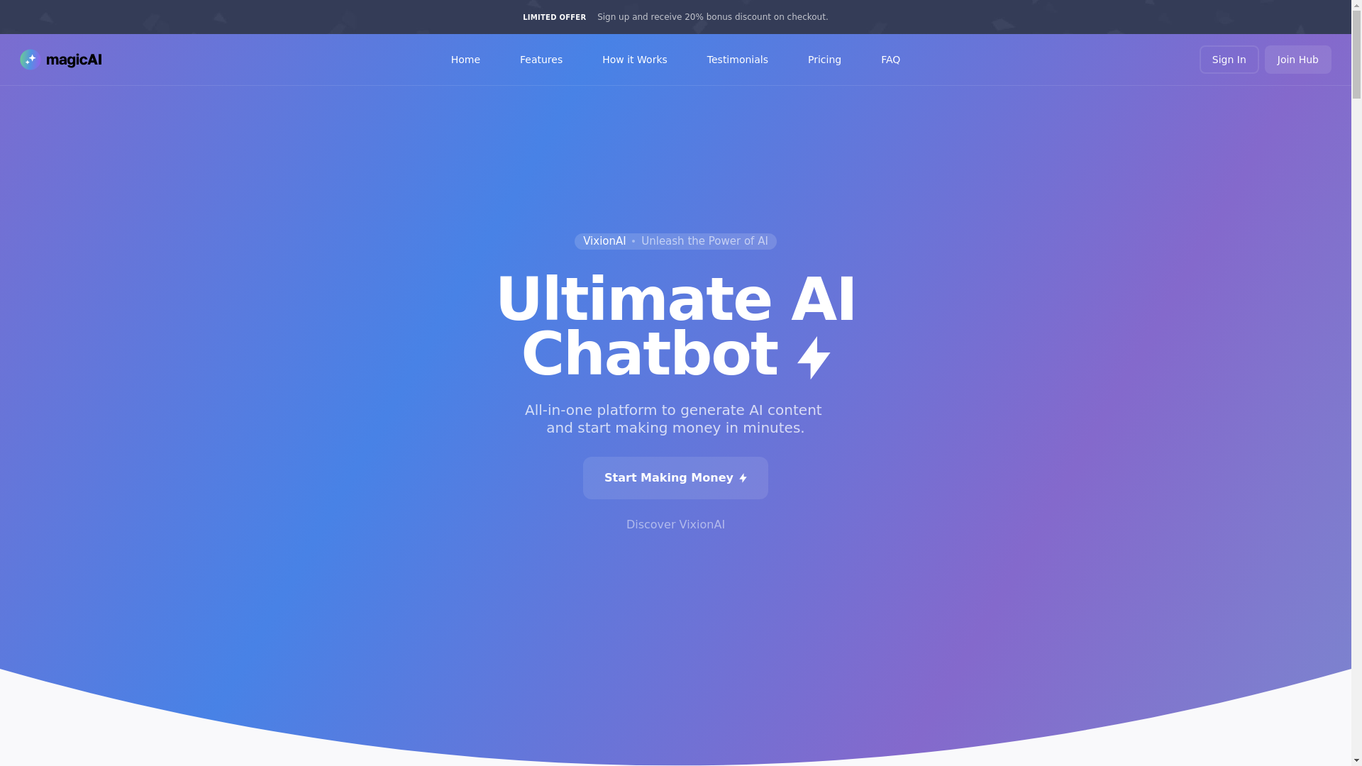website screenshot of https://vixionai.com/