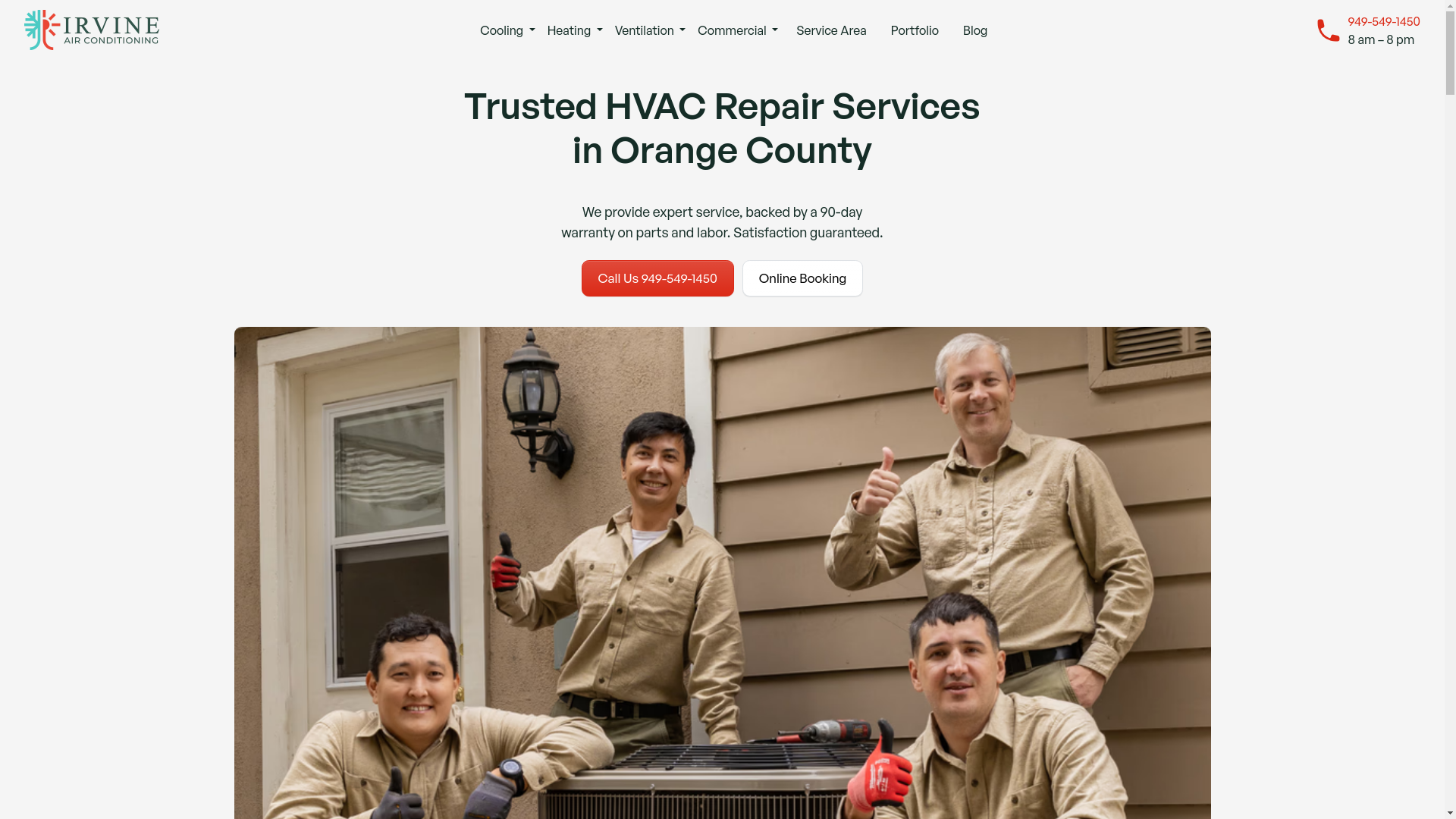 website screenshot of https://irvine-hvac-preview.pages.dev/