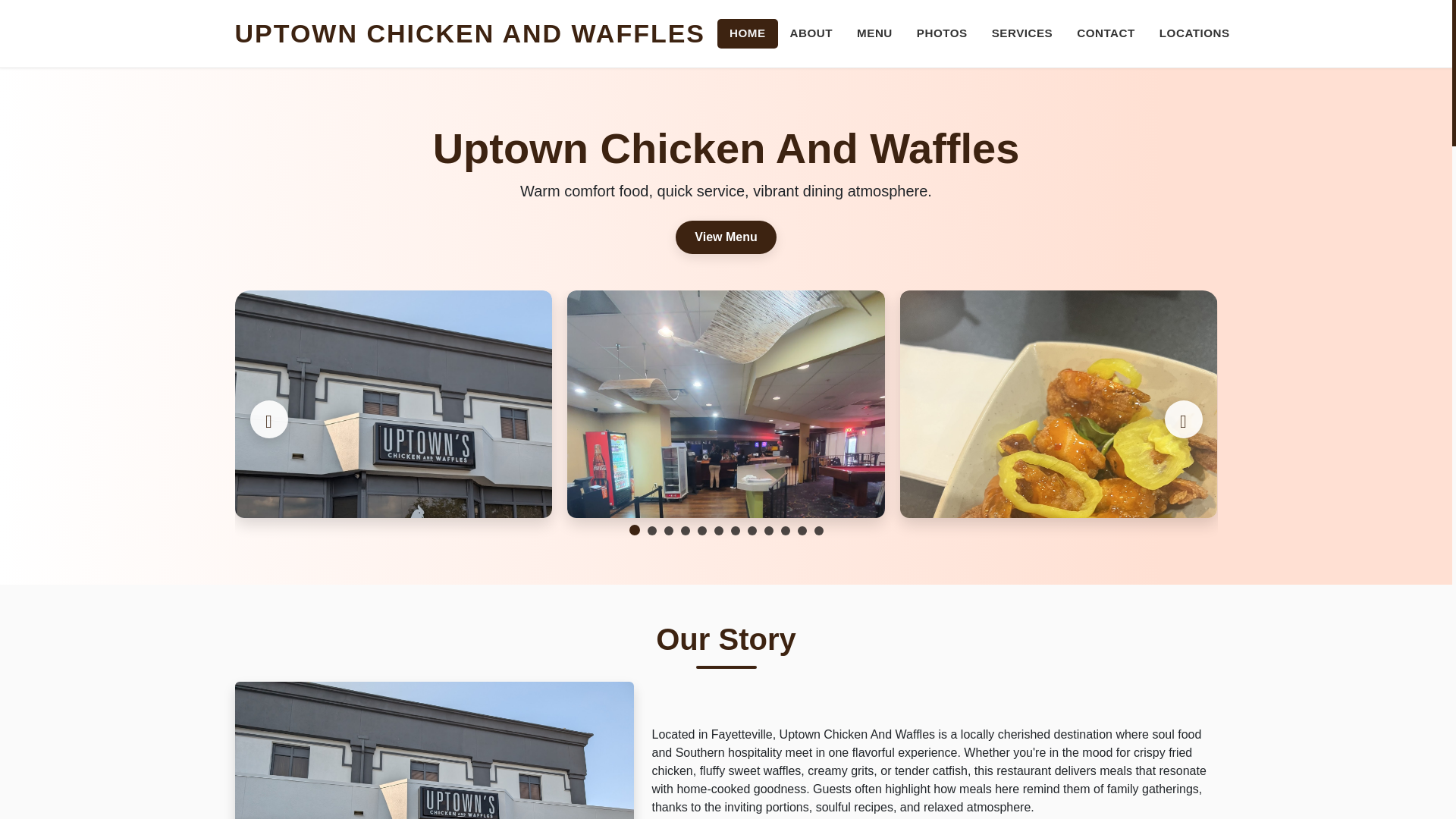 website screenshot of https://uptown-chicken-and-waffles-website.pages.dev/