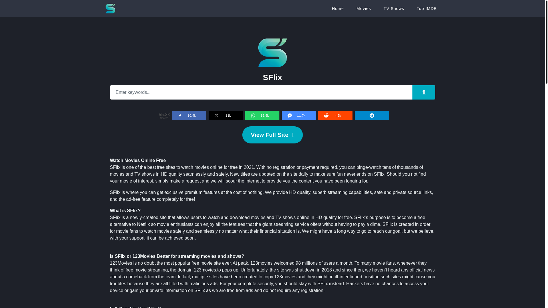 website screenshot of https://sflix.ps/