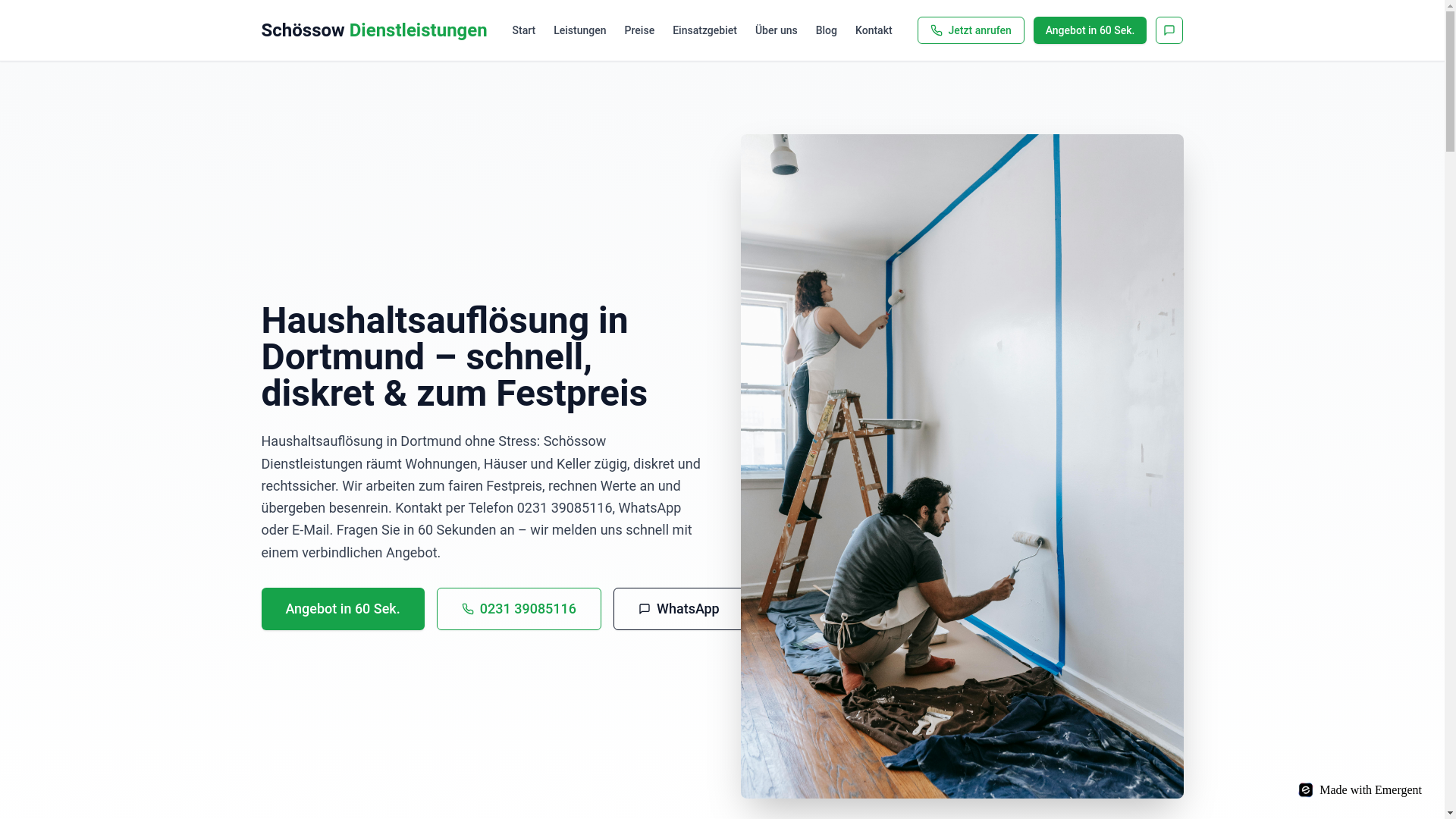 website screenshot of https://haushaltsaufloesung.services/