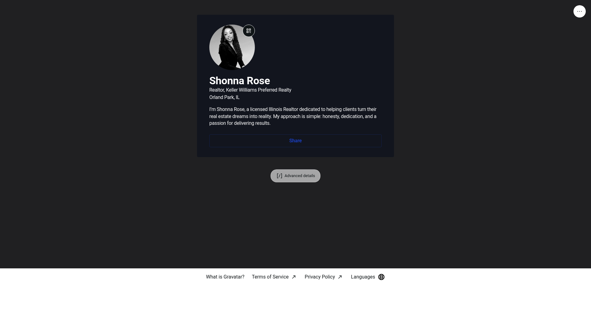 website screenshot of https://shonnarose.link/