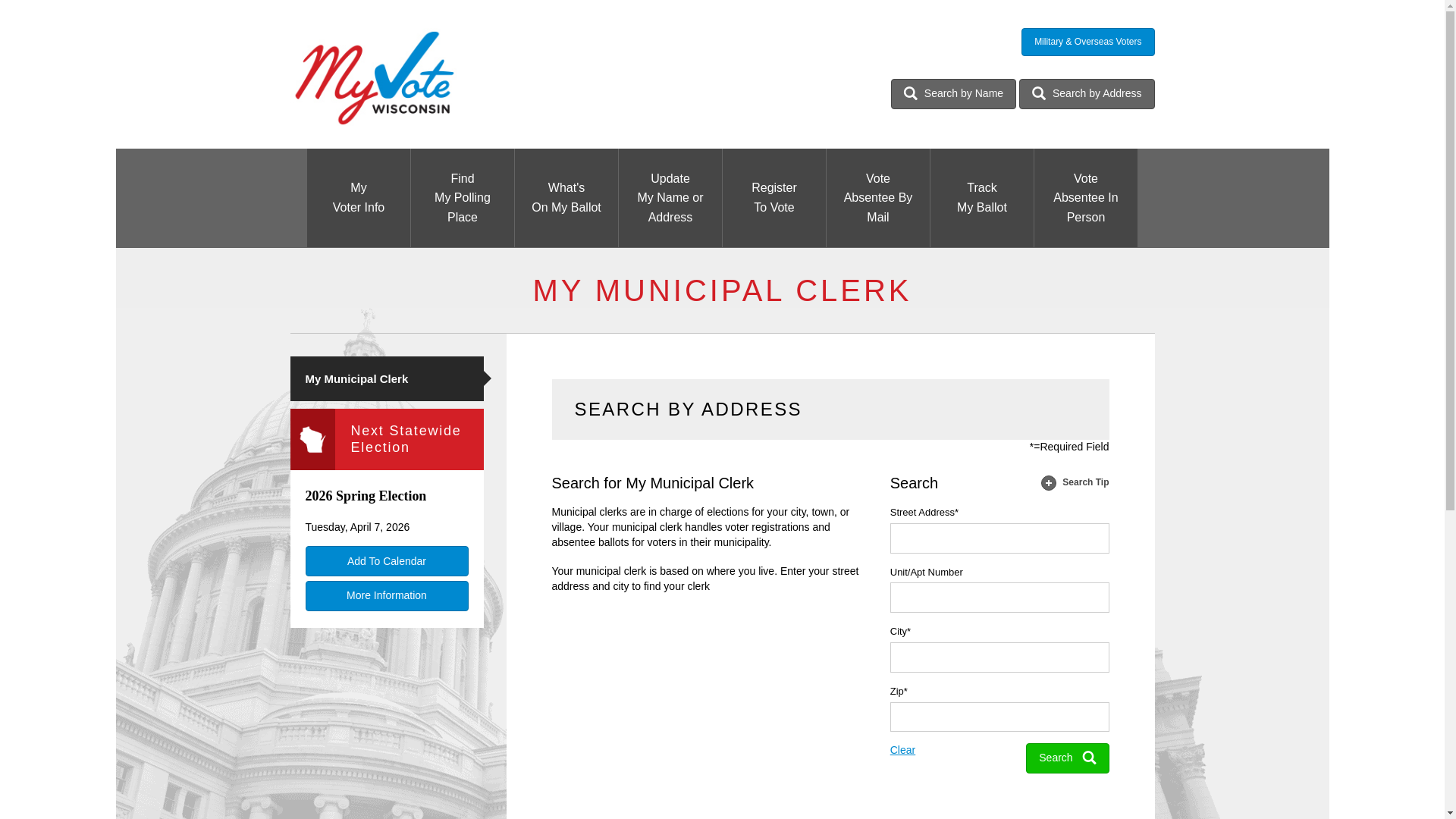 website screenshot of https://myvote.wi.gov/en-US/MyMunicipalClerk