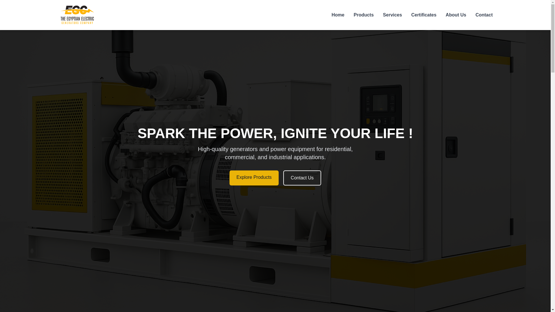 website screenshot of https://egcgenerators.com/