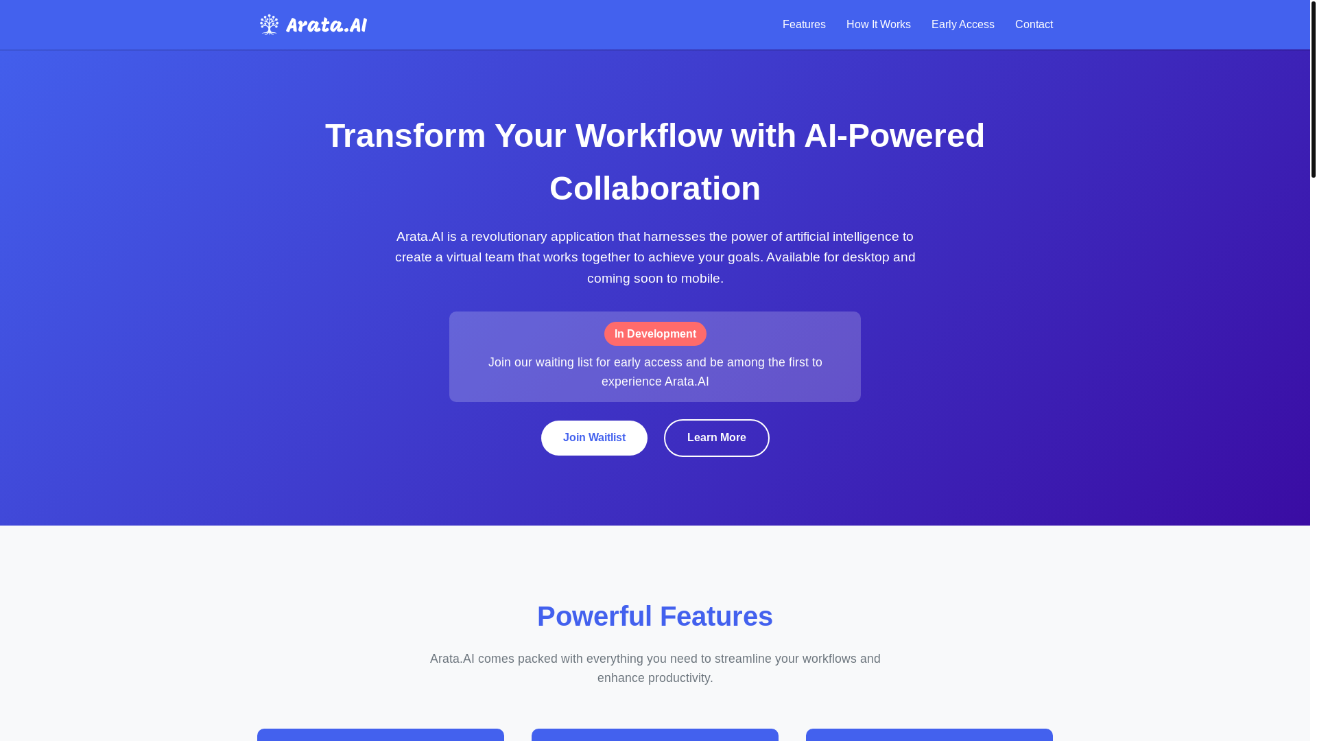 website screenshot of https://arata-ai-website.pages.dev/