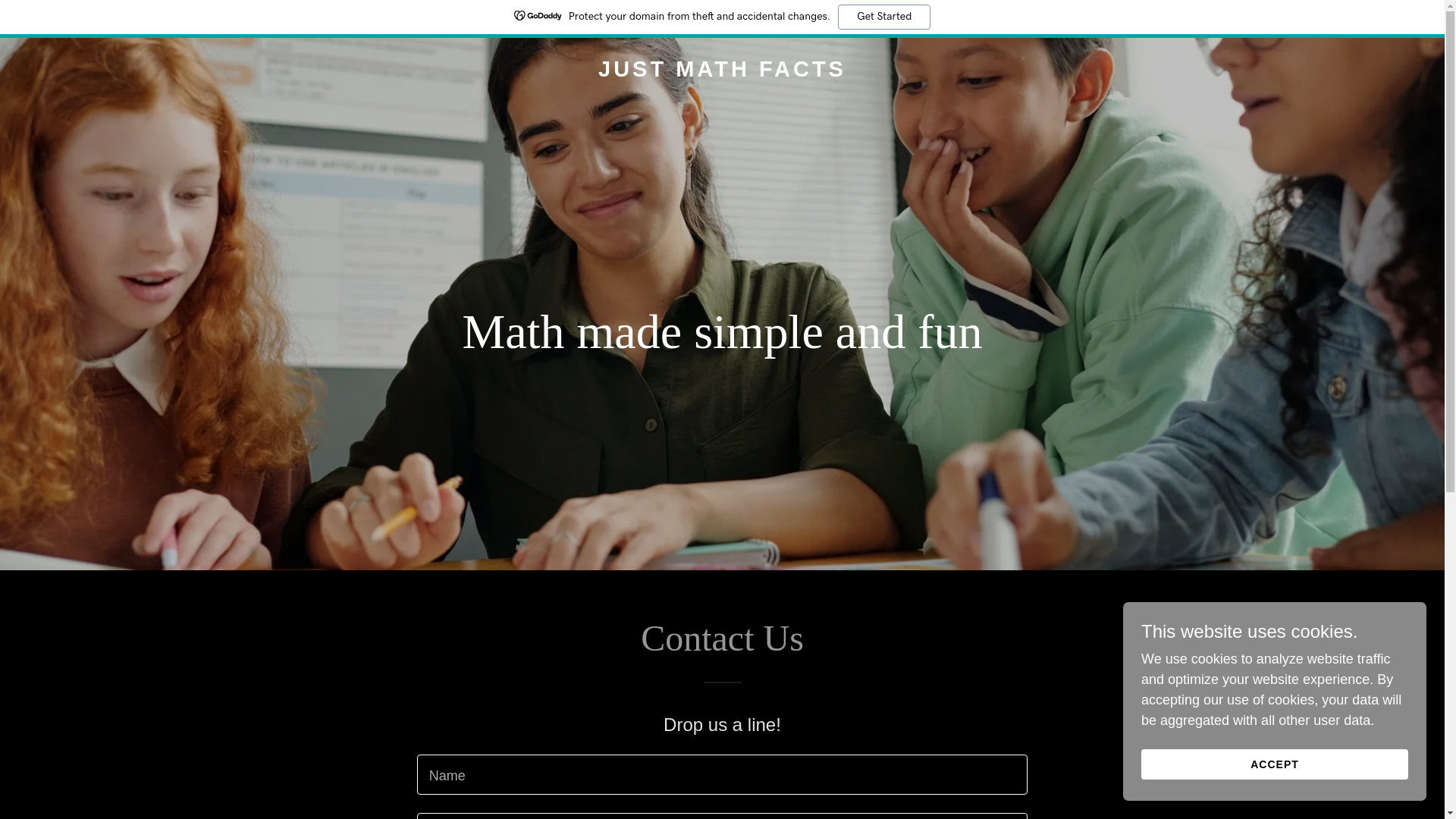 website screenshot of https://justmathfacts.net/