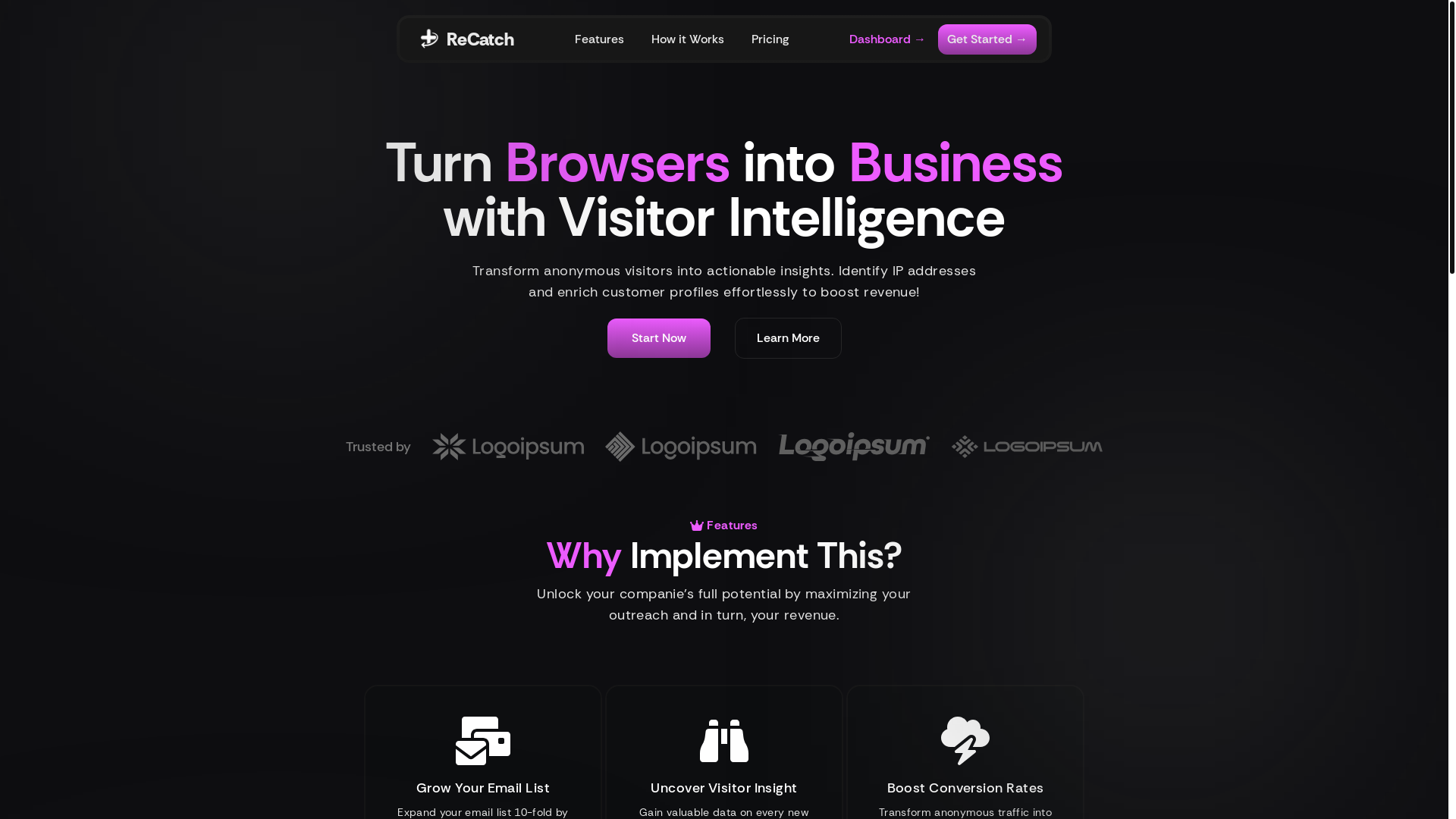 website screenshot of https://recatch.app/