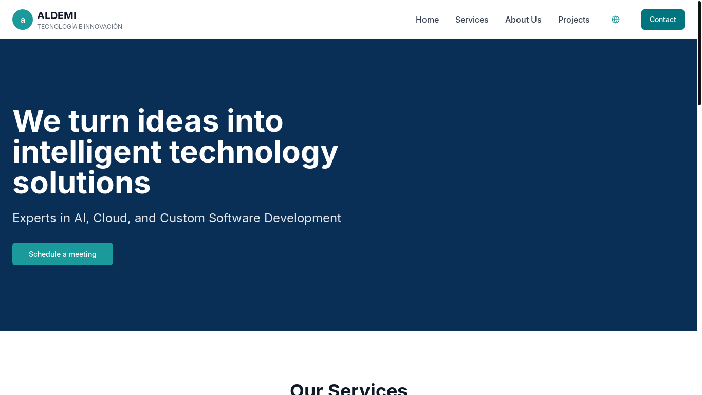website screenshot of https://aldemi.cl/