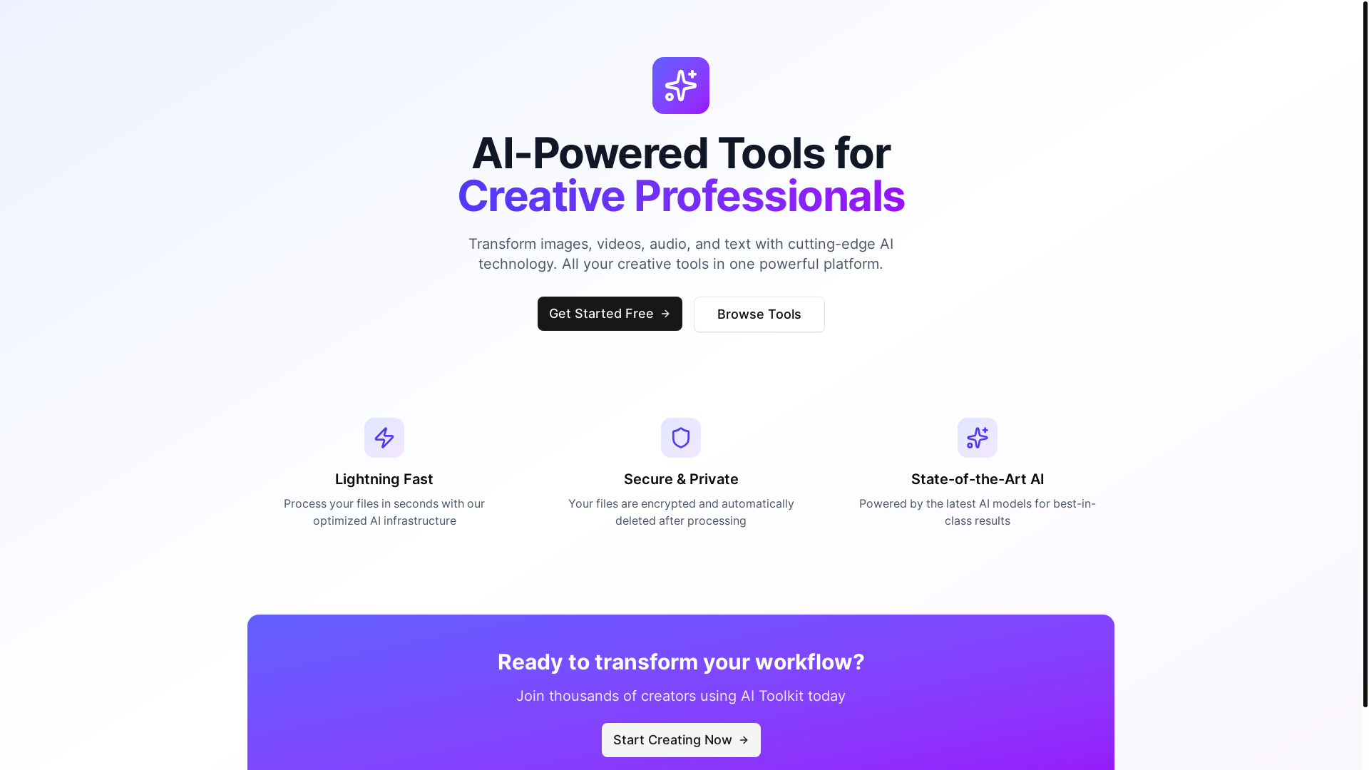 website screenshot of https://toolkitai.io/