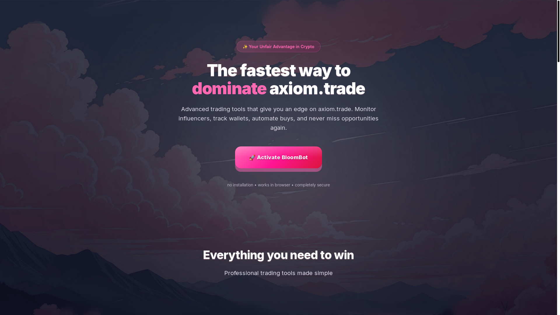 website screenshot of https://bloomtrade.click/