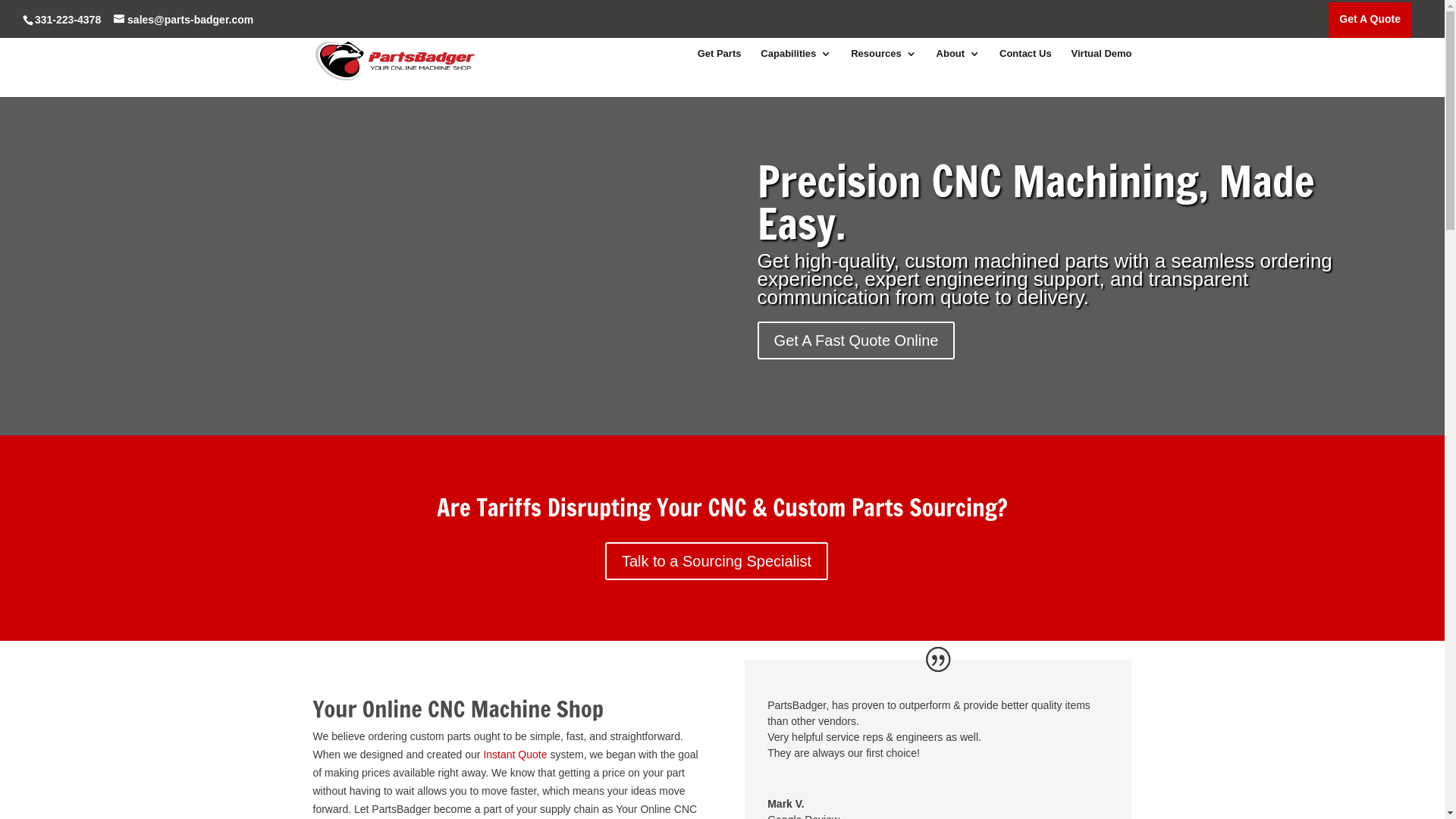 website screenshot of https://getpartsbadgerquote.com/