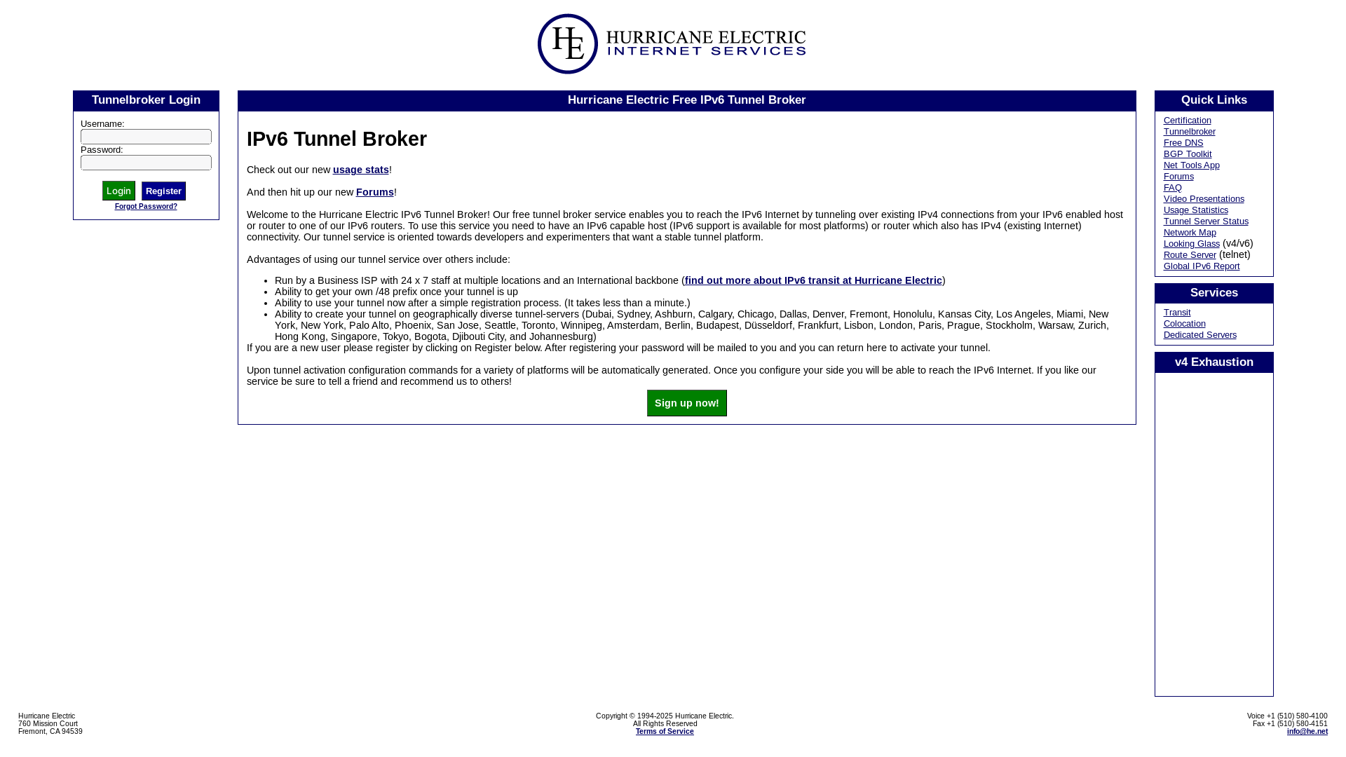website screenshot of http://tunnelbroker.net/