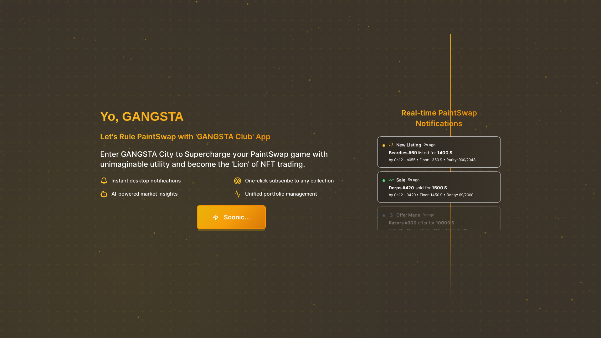 website screenshot of https://gangsta.city/