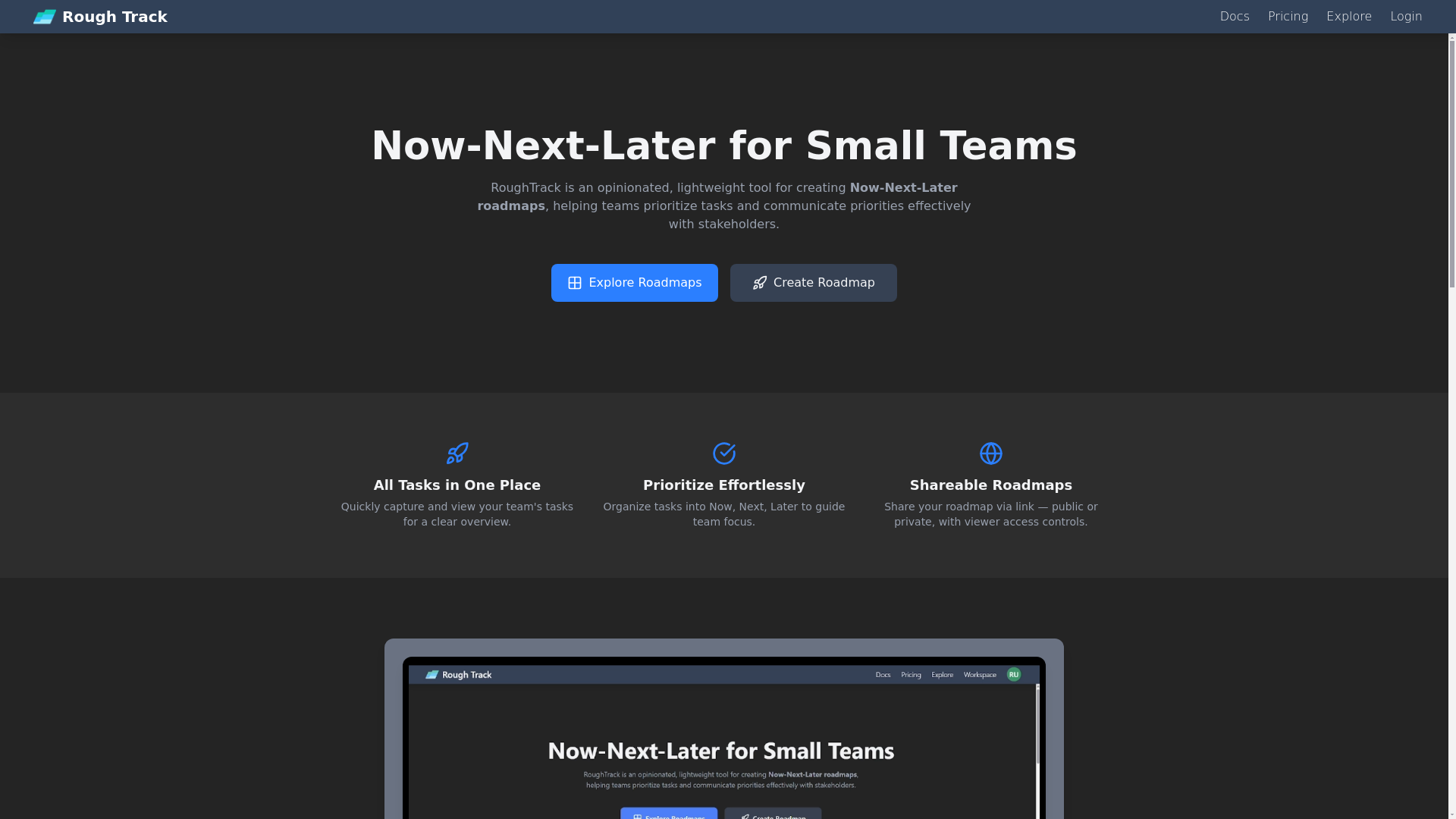 website screenshot of https://roughtrack.app/
