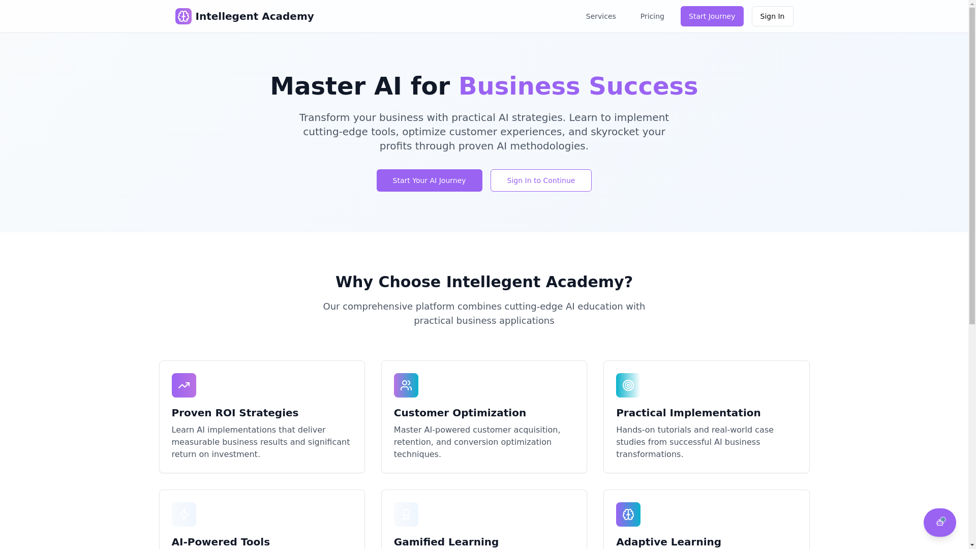 website screenshot of https://intellegent.academy/