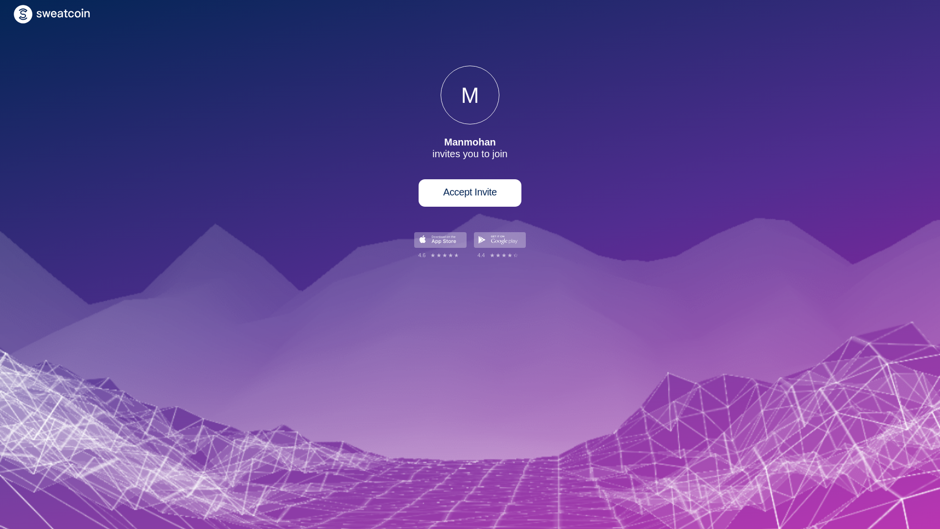 website screenshot of http://sweatcoin.digital/i/manmohankota