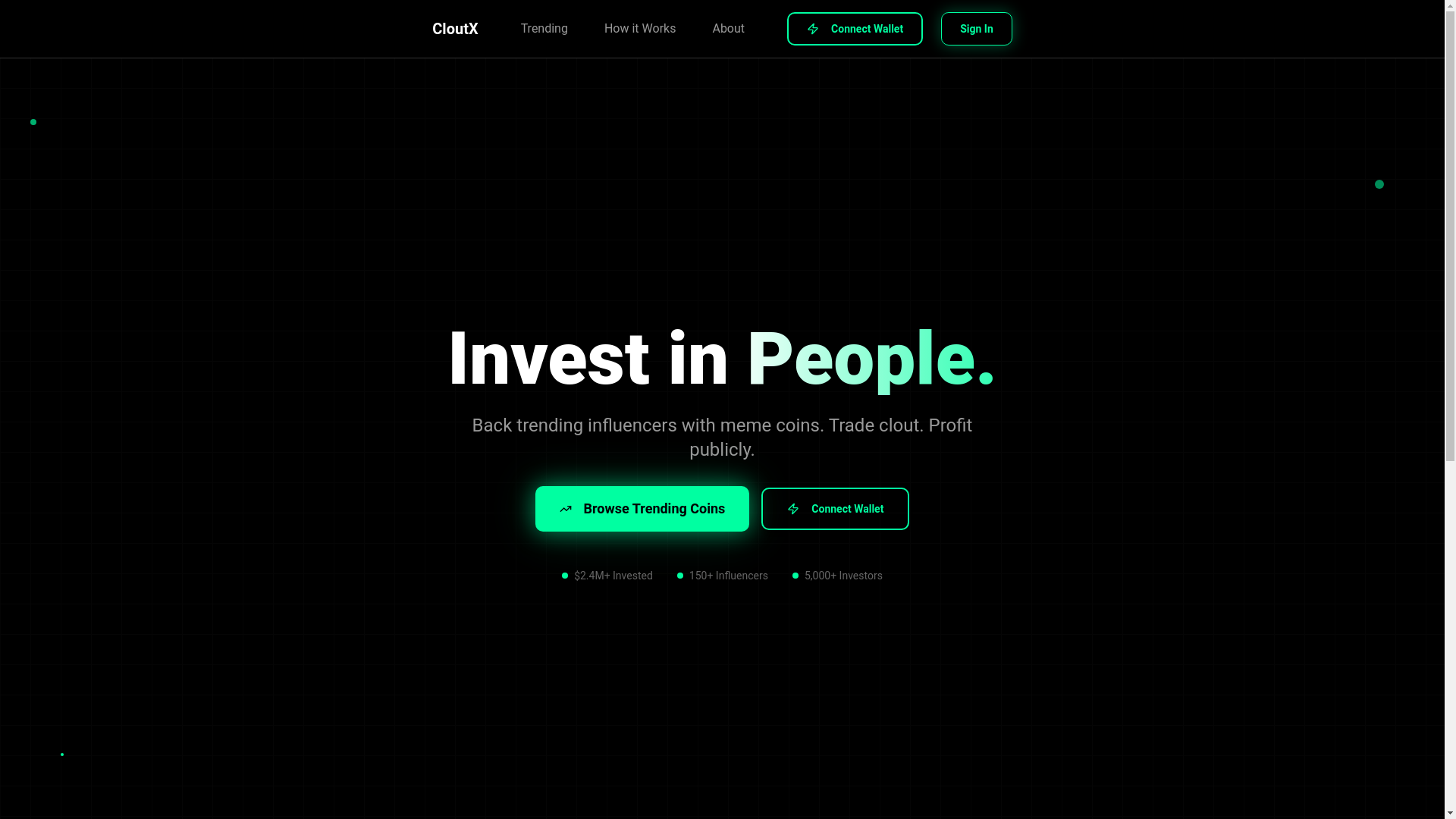 website screenshot of https://trycoinfluence.com/
