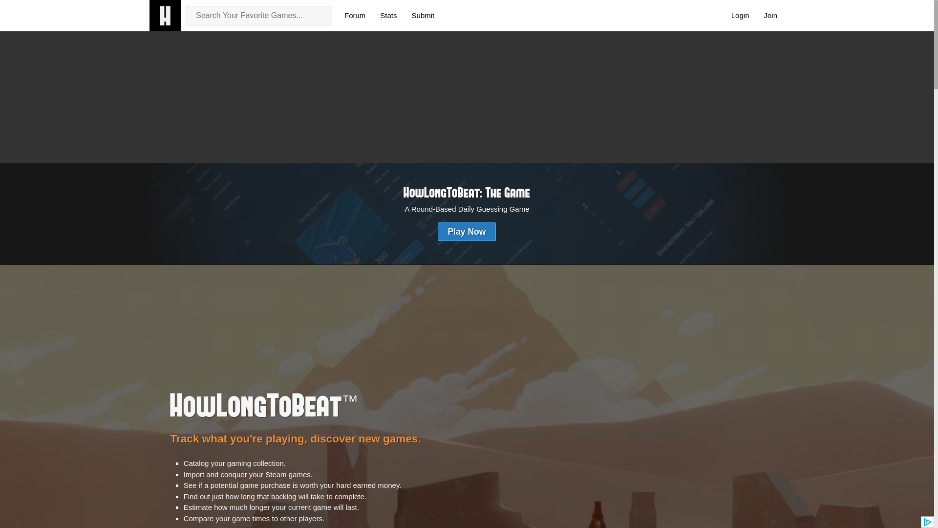 website screenshot of https://howlongtobeat.com/