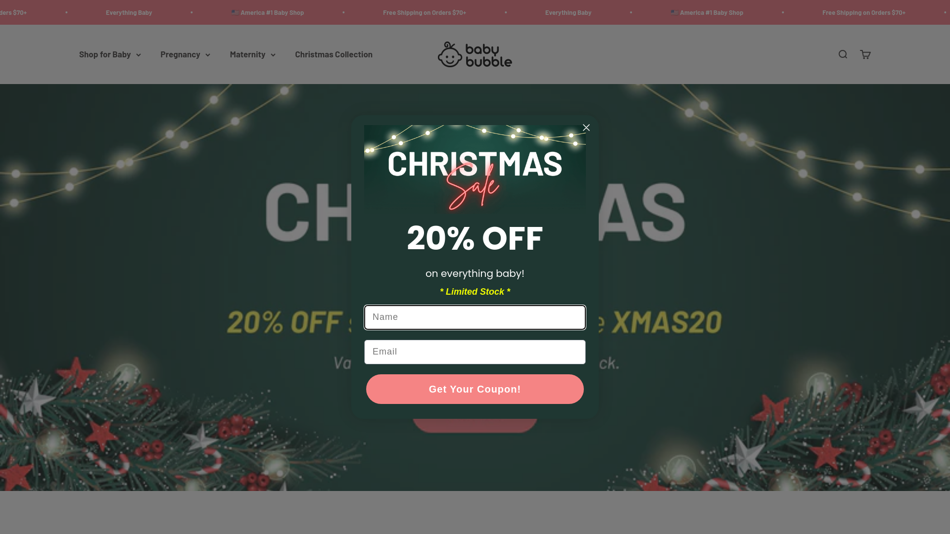 website screenshot of https://www.babybubblestore.com/