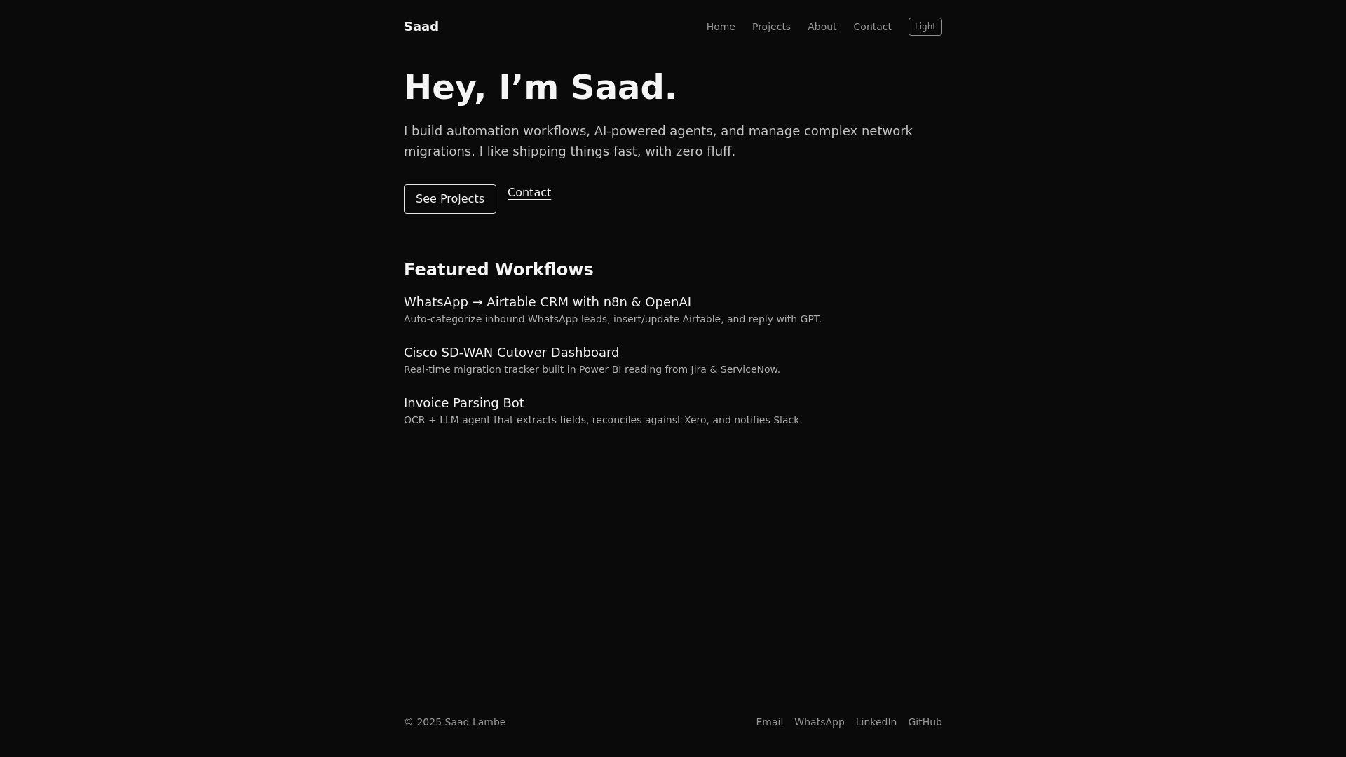 website screenshot of https://thesaad.dev/
