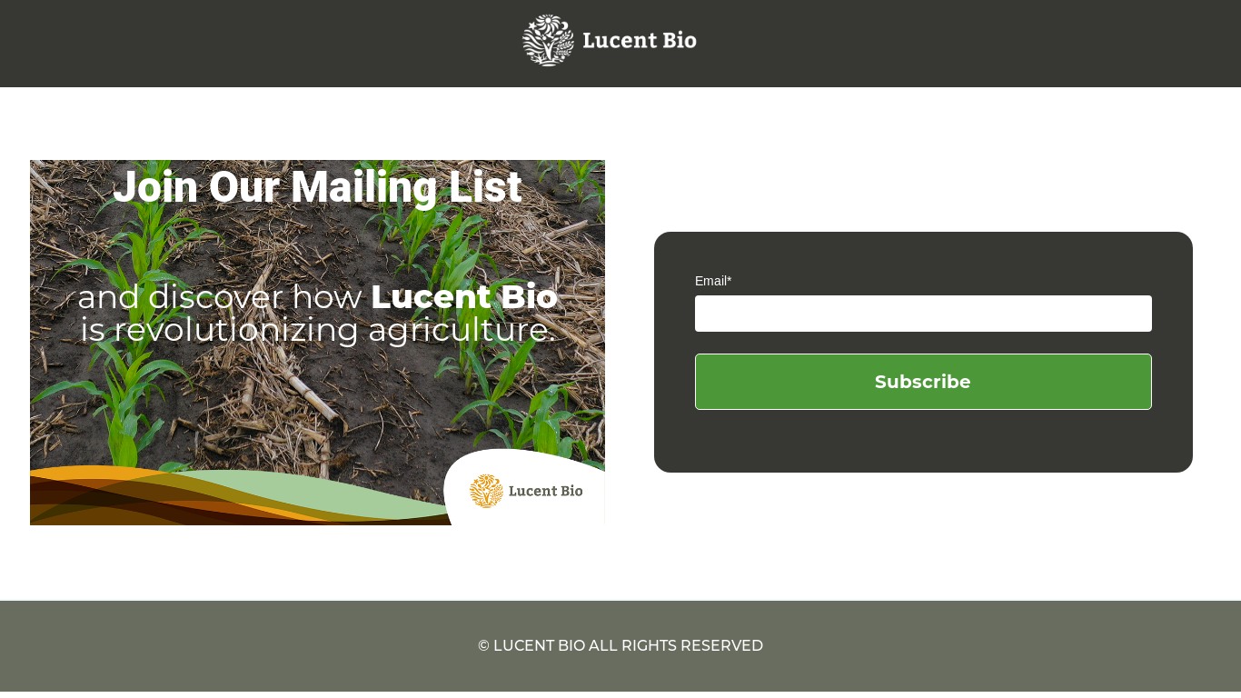 website screenshot of https://lucentbiosciences-9252743.hs-sites.com/newslettersubscription