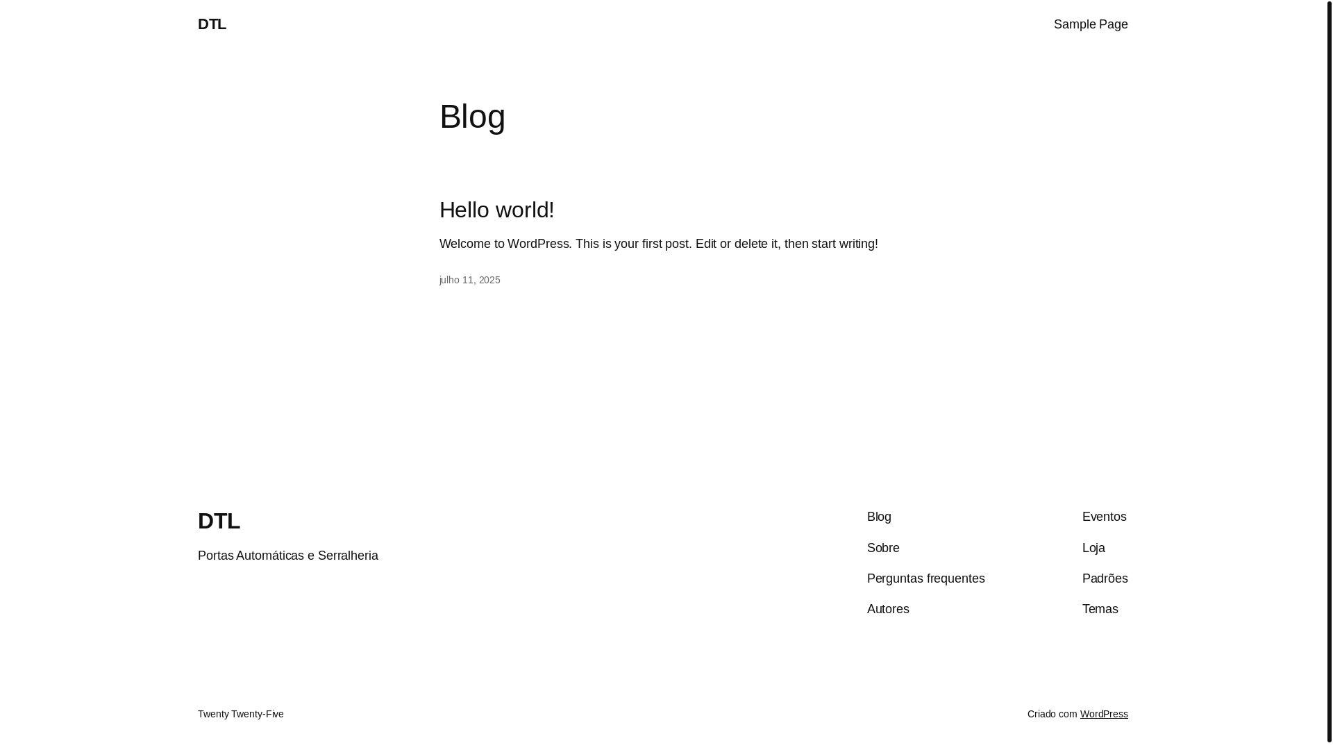 website screenshot of https://dtlportasautomaticas.com.br/