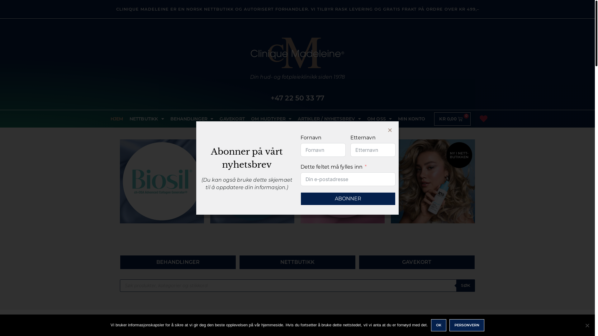website screenshot of https://cliniquemadeleine.no/