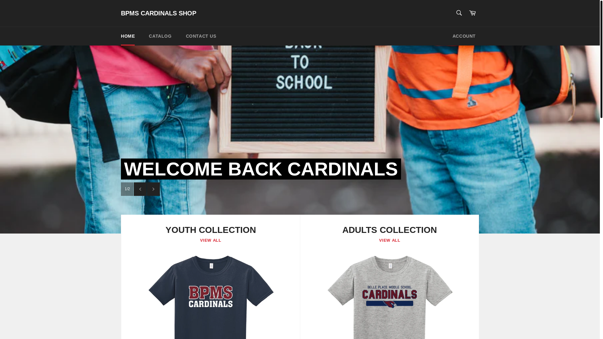website screenshot of https://bpmscardinals.shop/