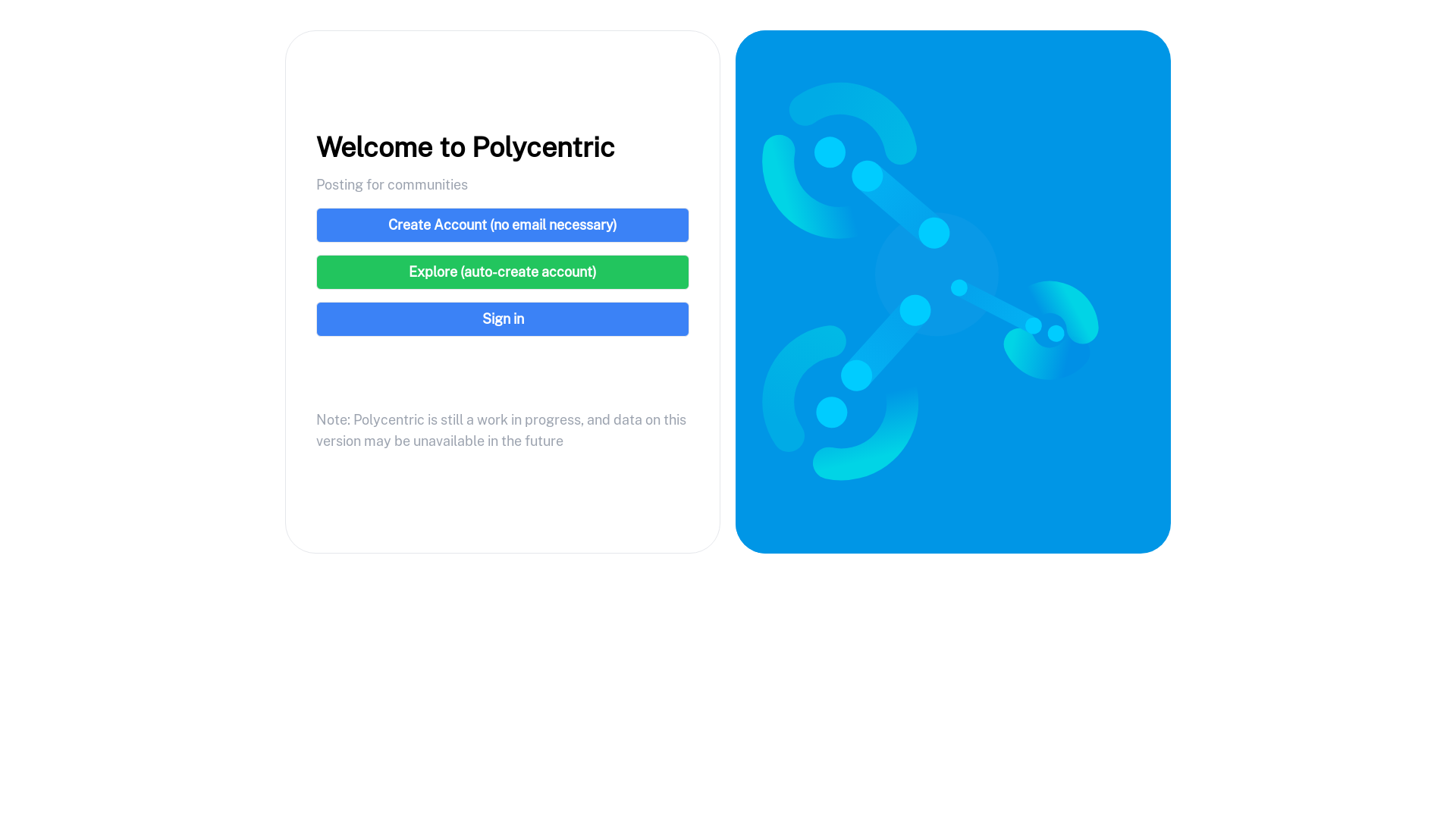 website screenshot of https://polycentric-spa-staging.pages.dev/