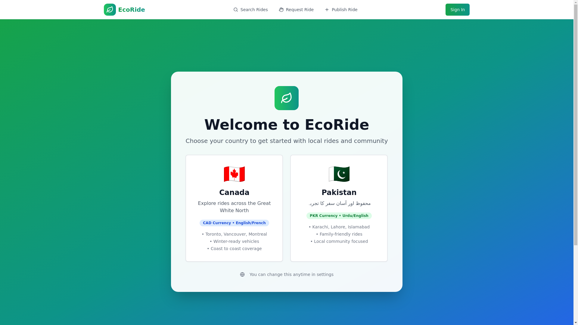 website screenshot of https://ecoridenow.com/