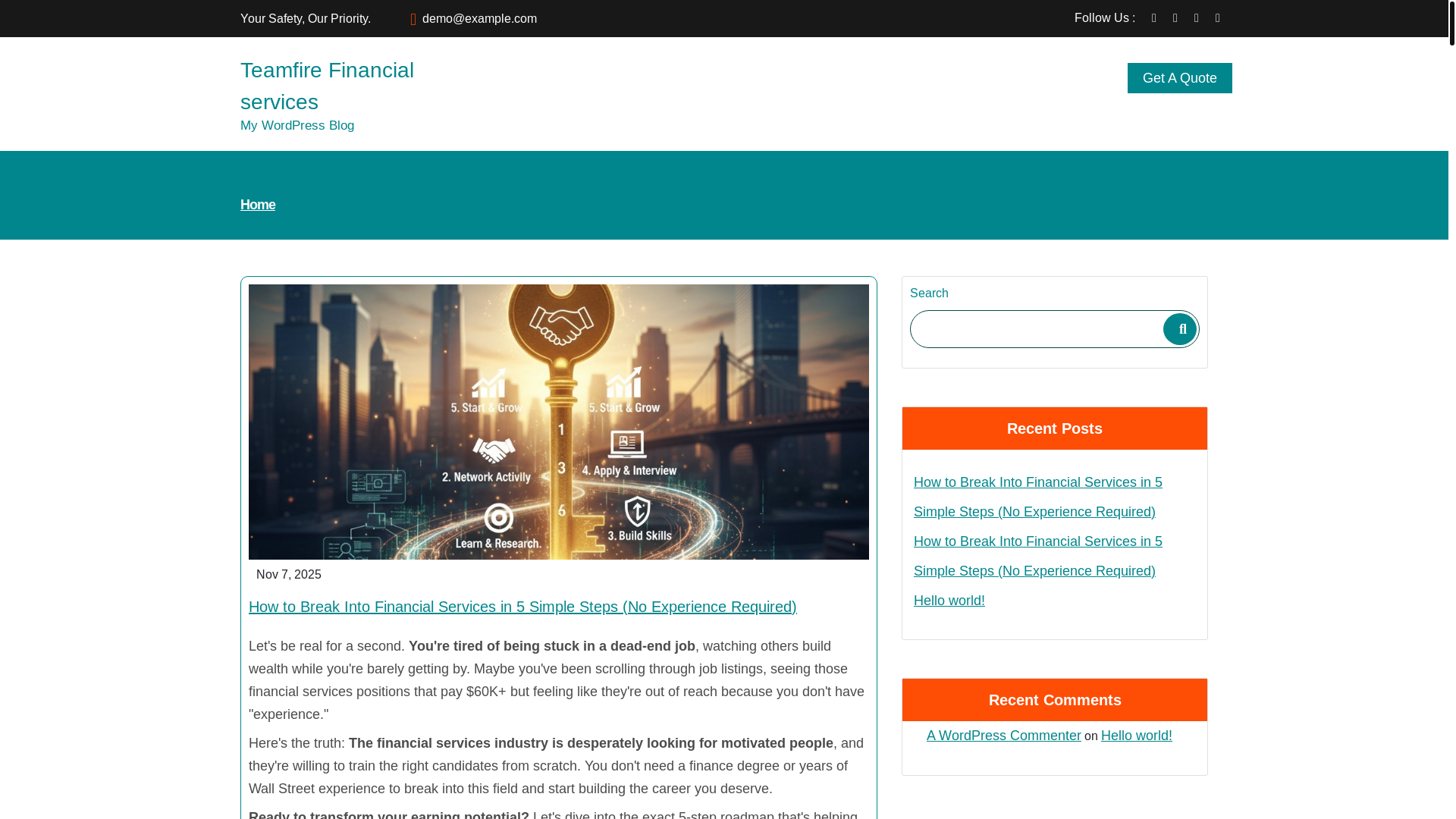 website screenshot of https://teamfirefinancialservices.com/