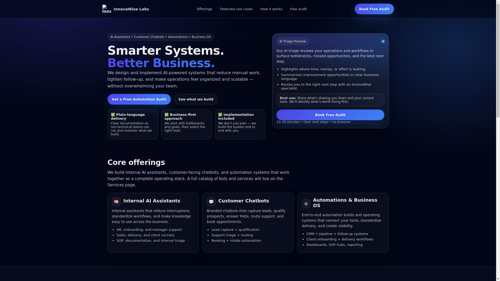 website screenshot of https://innovawiselabssite.pages.dev/